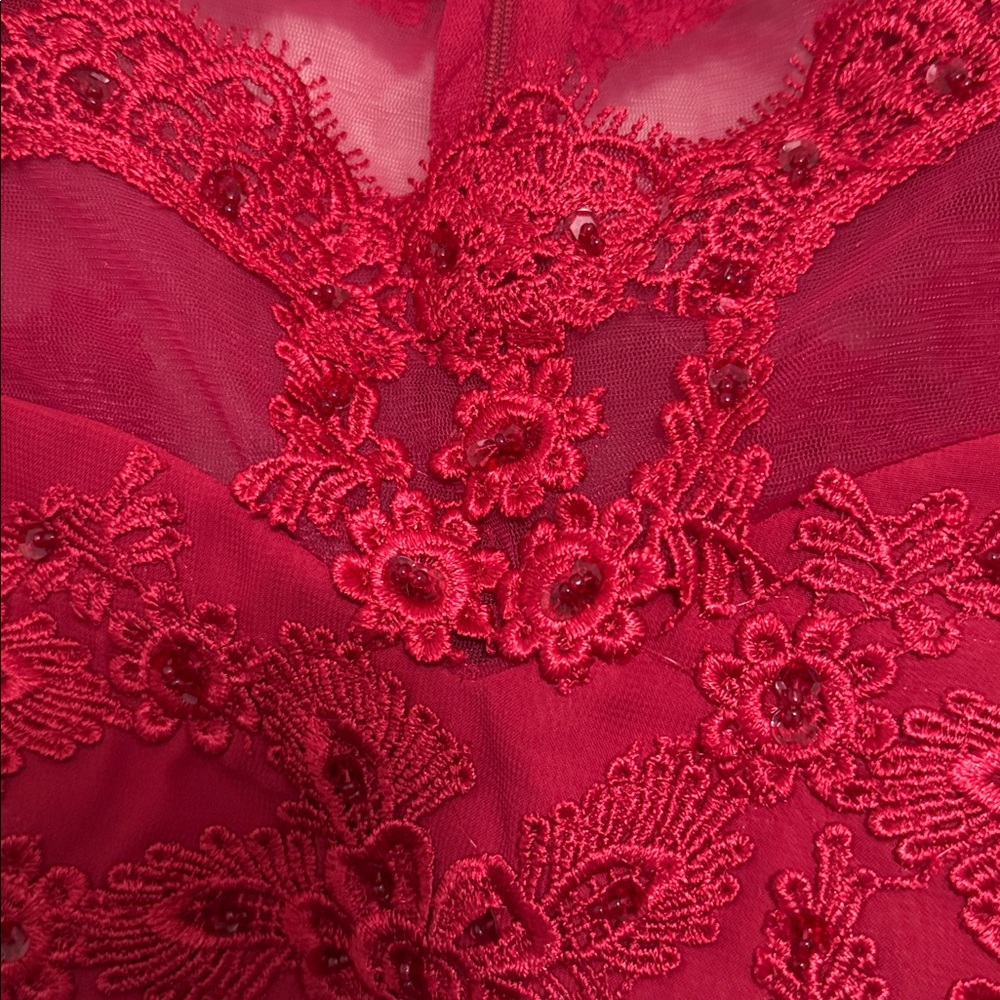 Chic Red Lace Evening Dress - NWOT - Picture 5 of 6